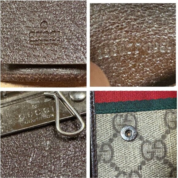 Authentic Gucci GG Sherry Line Monogram Canvas Key Case Wallet Green Red - Picture 4 of 6